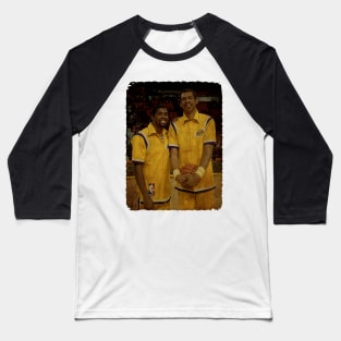 Magic Johnson and Kareem Abdul Jabbar of The Los Angeles Lakers, 1984 Baseball T-Shirt